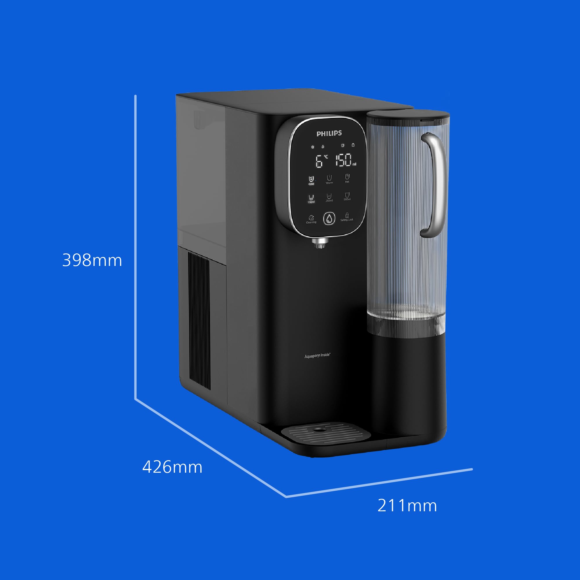 Philips Water Distributeur d’Eau à Osmose Inverse 6500: Eau Chaude/Froide filtrée en Secondes, RO 6-en-1 préservant Les minéraux, >110 contaminants réduits, Ratio 3:1, UV-C, sans Installation, 2000 L