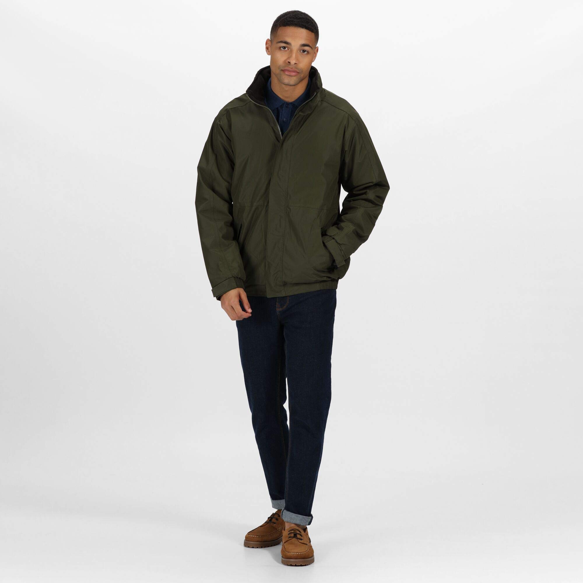 Regatta Dover Waterproof Concealed Hooded Fleece Lined Bomber Jacket Jackets Waterproof Insulated, Hombre, Classic Red/Navy, M