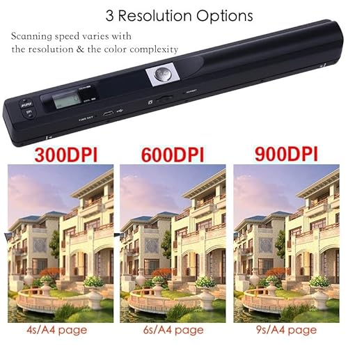Portable Scanner, Handheld Photo Scanner, A4 Document Scanner For Picture Text Receipt Page In 300/600/900Dpi Jpg Pdf Format Hand Scanner Support Usb Transfer Micro Sd Card, No Driver #TOP1