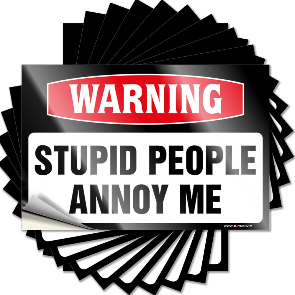 Funny Bumper Sticker Warning Stupid People Annoy Me Funny Sticker 10 Pcs Tool Decal Car Accessories(6X9CM)