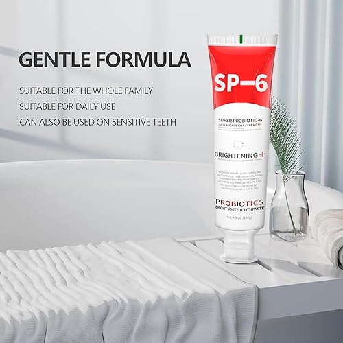 Miniatura 4 de Sp-6 Probióticos Pasta de dientes blanqueadora, Sp-6 Ultra Pasta de dientes blanqueadora, fórmula mejorada con 6 probióticos para la salud de los