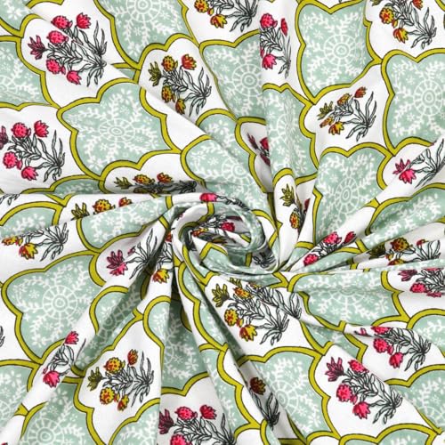 Image of ElanorHomes 240 TC Cotton Double King Size Bedsheet | Ultra-Soft & Skin-Safe | Breathable Summer Comfort | 93x108 inches with 2 Pillow Covers (Green Blossom)