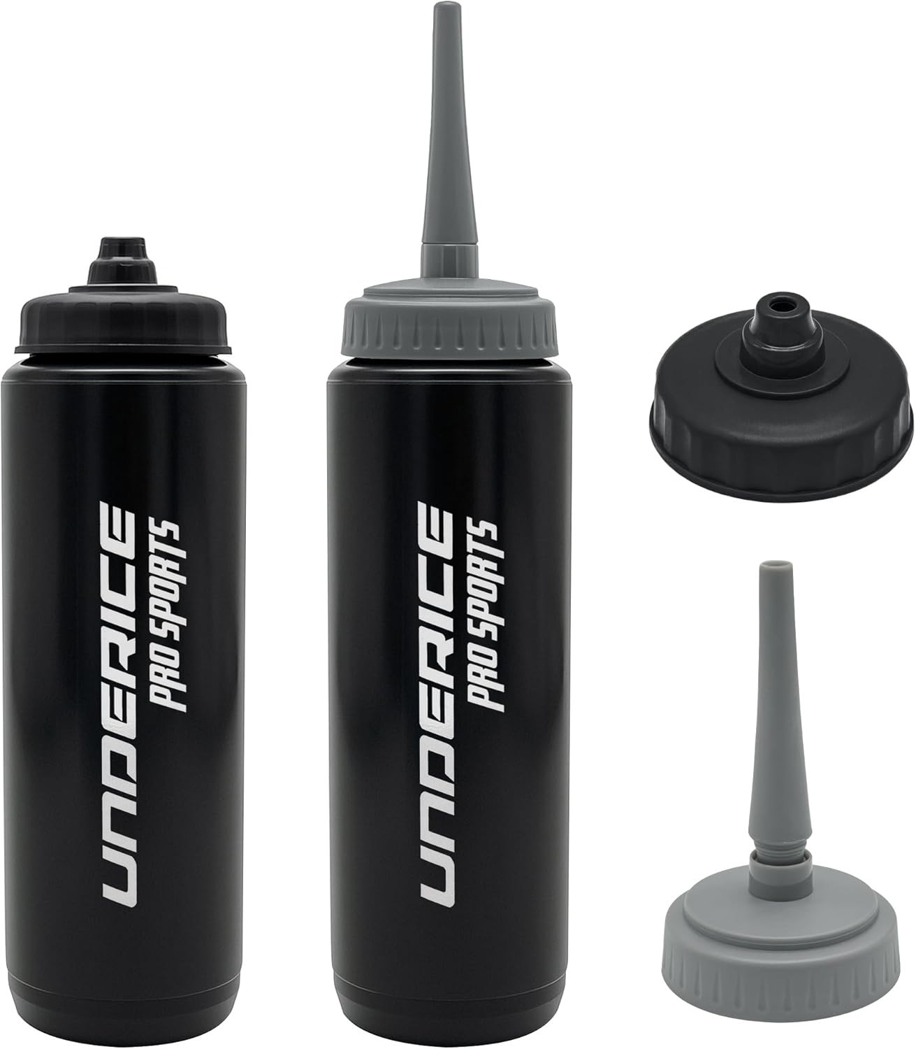 UICE Water Bottle with Straw,1 Liter Easy Squeeze Bottles for Hockey Straight Long Straw Built In Finger Grip,Sports Water Bottle for Football, Lacrosse, Boxing,Fitness-Black