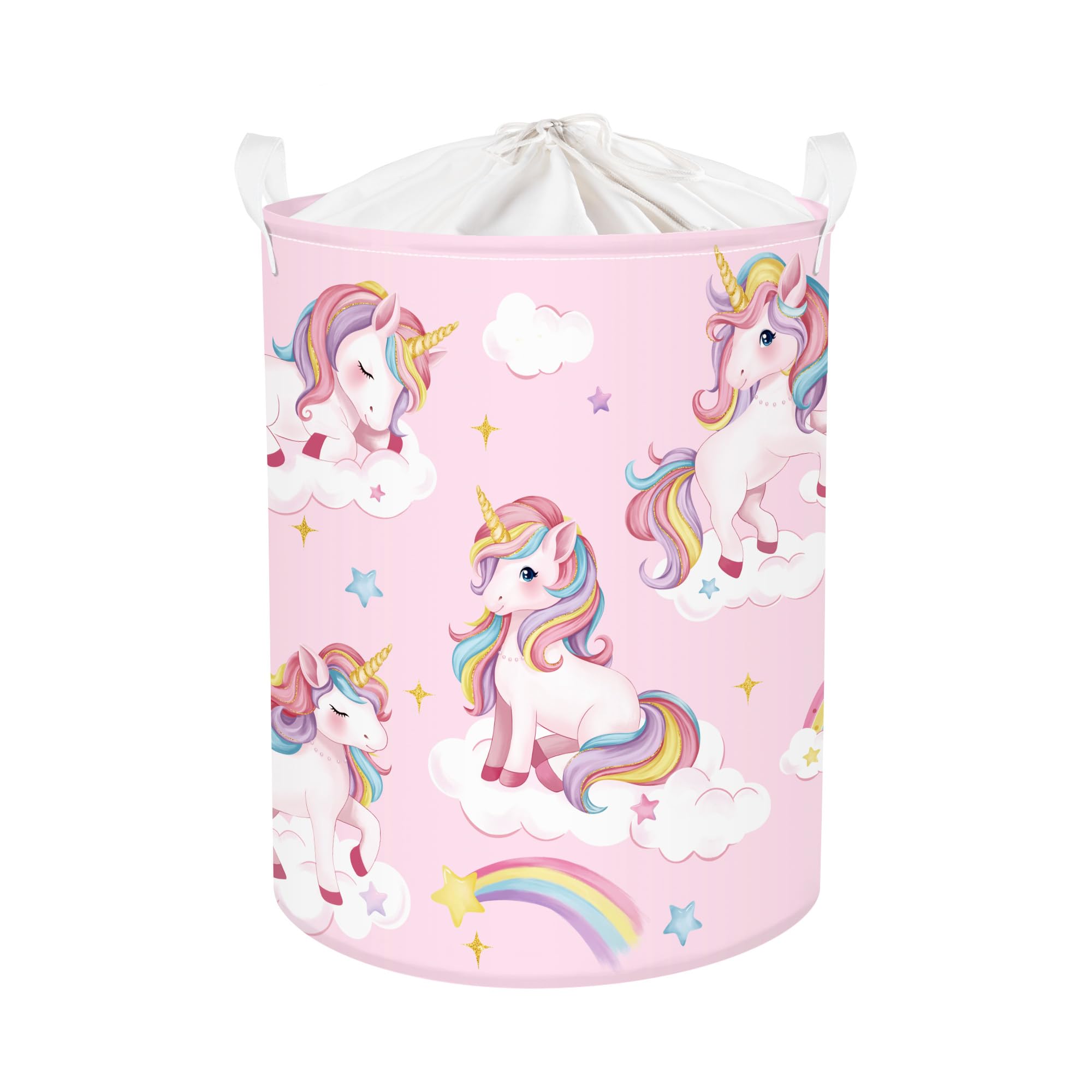 HUUMONSS Entzückendes Einhorn Groß Wäschekorb Regenbogen Wolke Stoff Aufbewahrungskorb Kleidung Spielzeug Aufbewahrungsbox für den Heimgebrauch,Sterne,63L