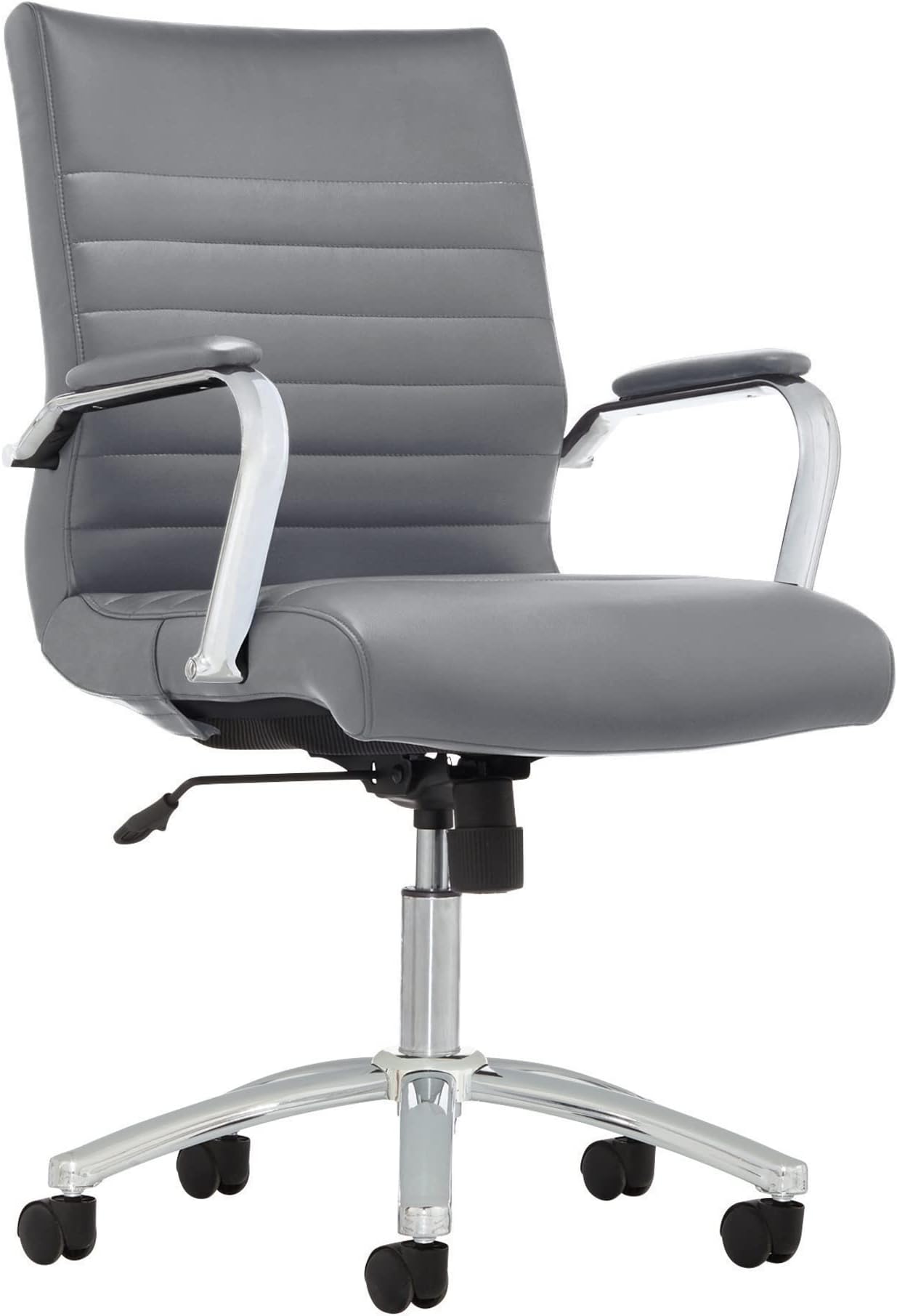 Realspace® Modern Comfort Series Winsley Bonded Leather Mid-Back Chair, Gray