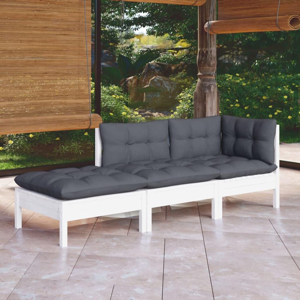 Salon de jardin 3 places en bois noble avec coussins haut de gamme pour terrasse