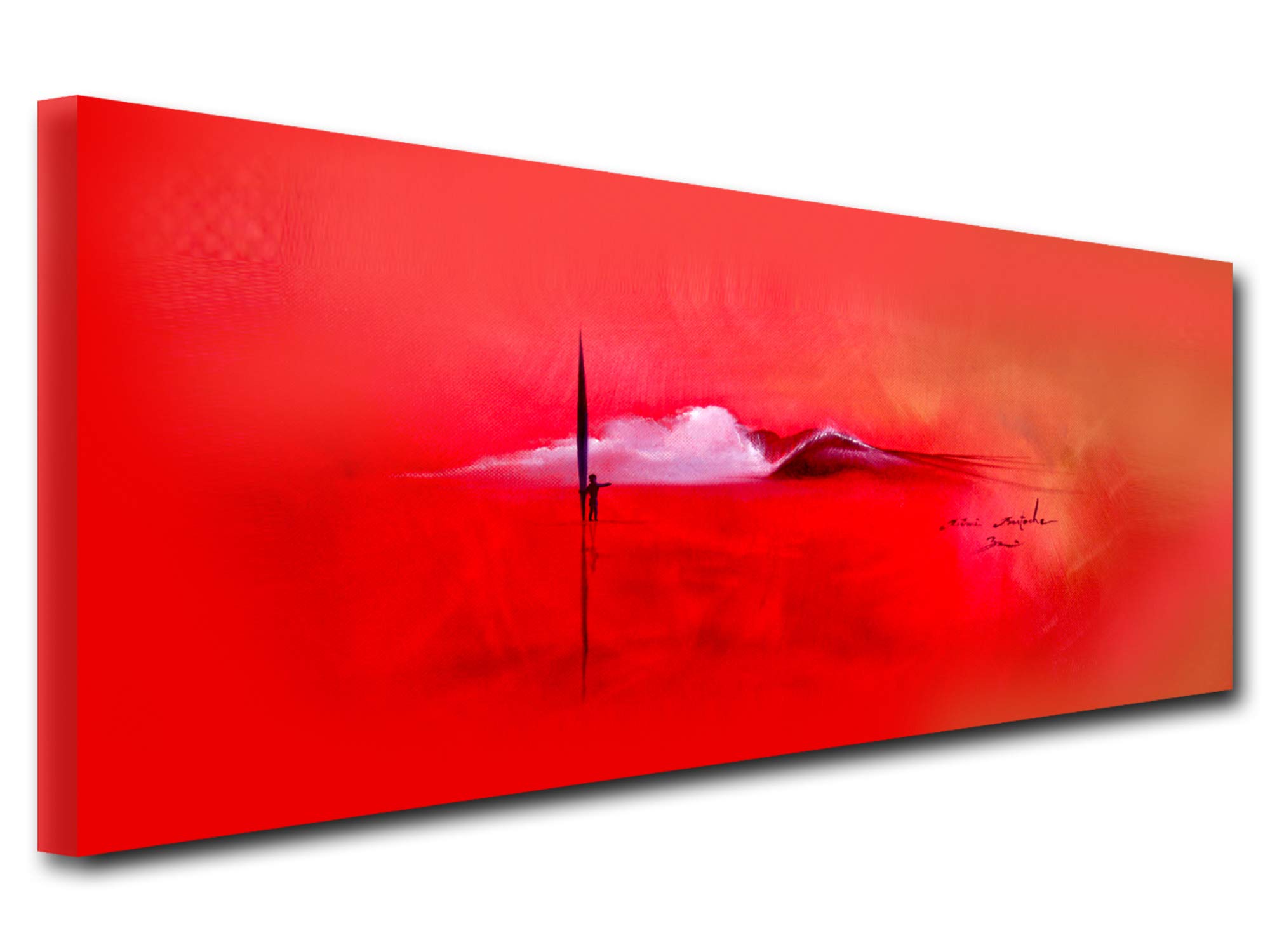 DECLINA, Quadro Decorativo da Parete per Soggiorno Moderno, Poster da Parete, Riproduzione Pittura su Tela Red Ambiance, 80 x 30 cm