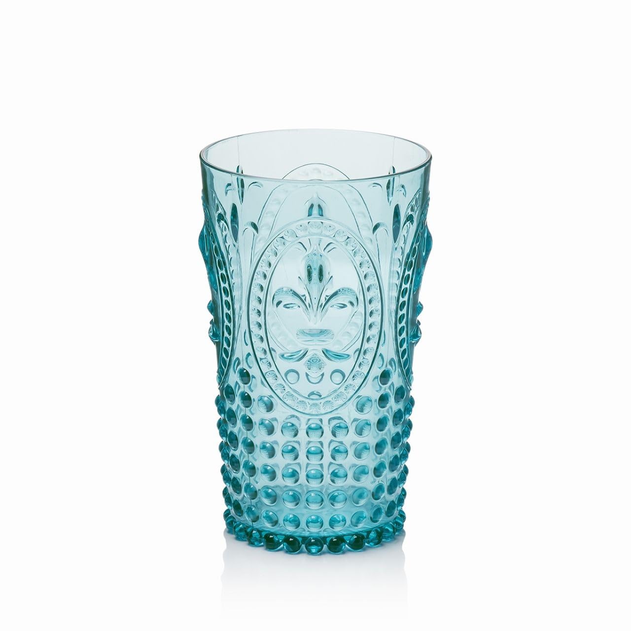 Bastilipo PRISMA - PACK 6 UNIDADES VASO 750 ML. MOD. FLOR DE LIS COLOR TURQUESA. Vaso de policarbonato tamaño grande, reutilizable, libre de BPA,