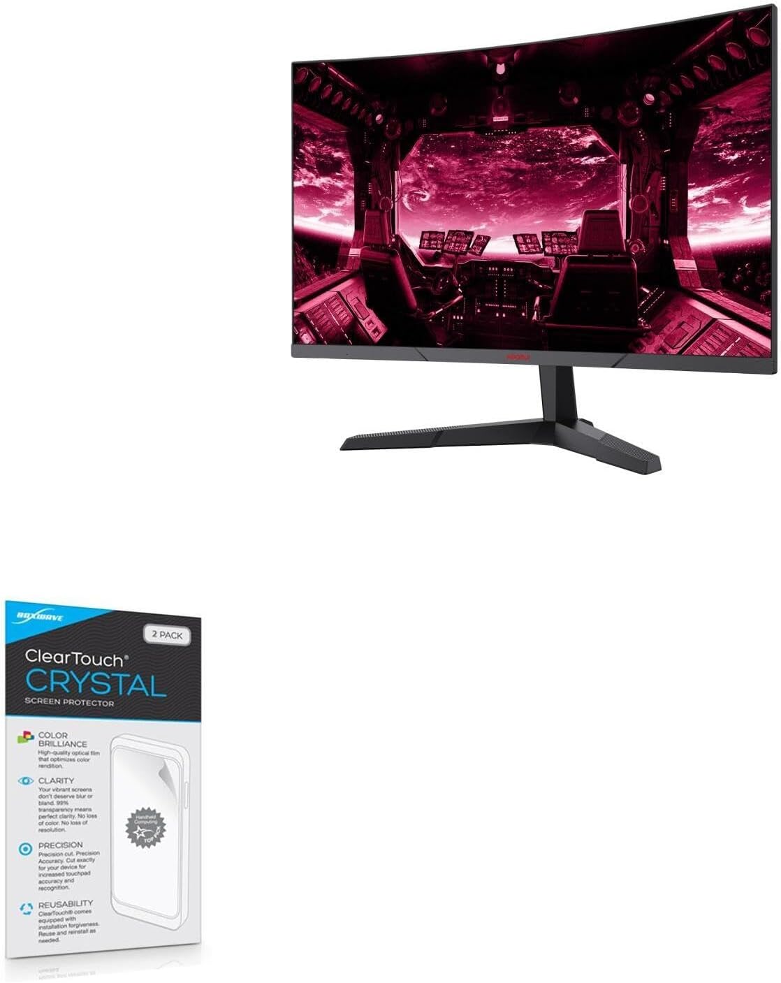 BoxWave Screen Protector Compatible with KOORUI Computer Monitor 27E6QC (27 in) - ClearTouch Crystal (2-Pack), HD Film Skin - Shields from Scratches