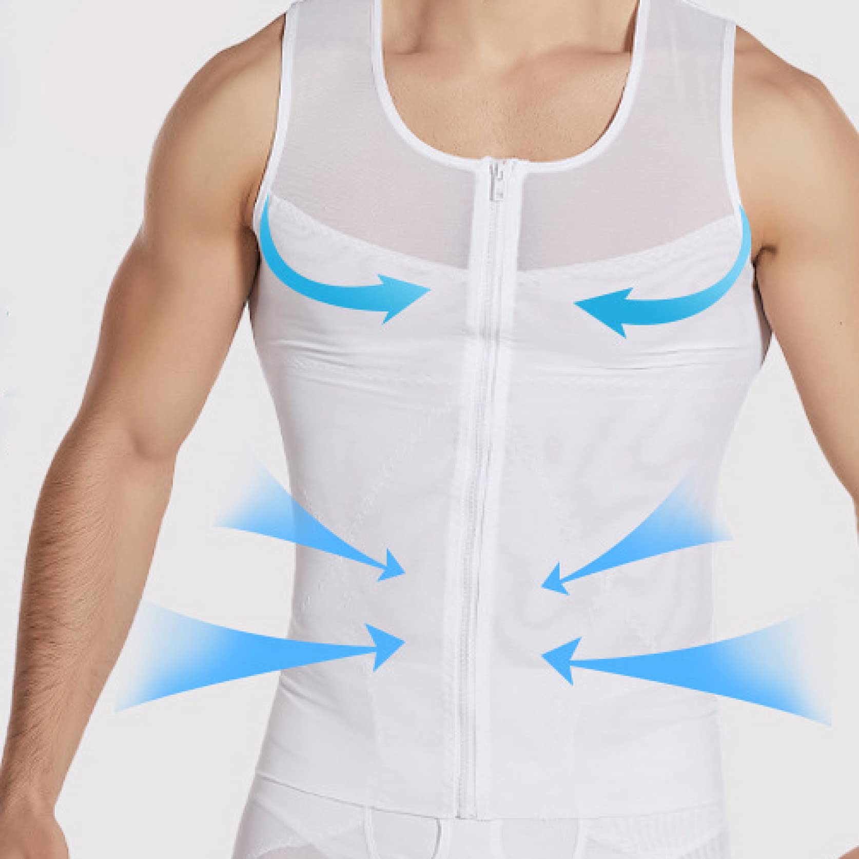 TTDGYYXW Top Modellanti da Uomo - Magliette compressive per Il Controllo della Pancia con Gancio e Cerniera - Magliette da Allenamento per dimagrire