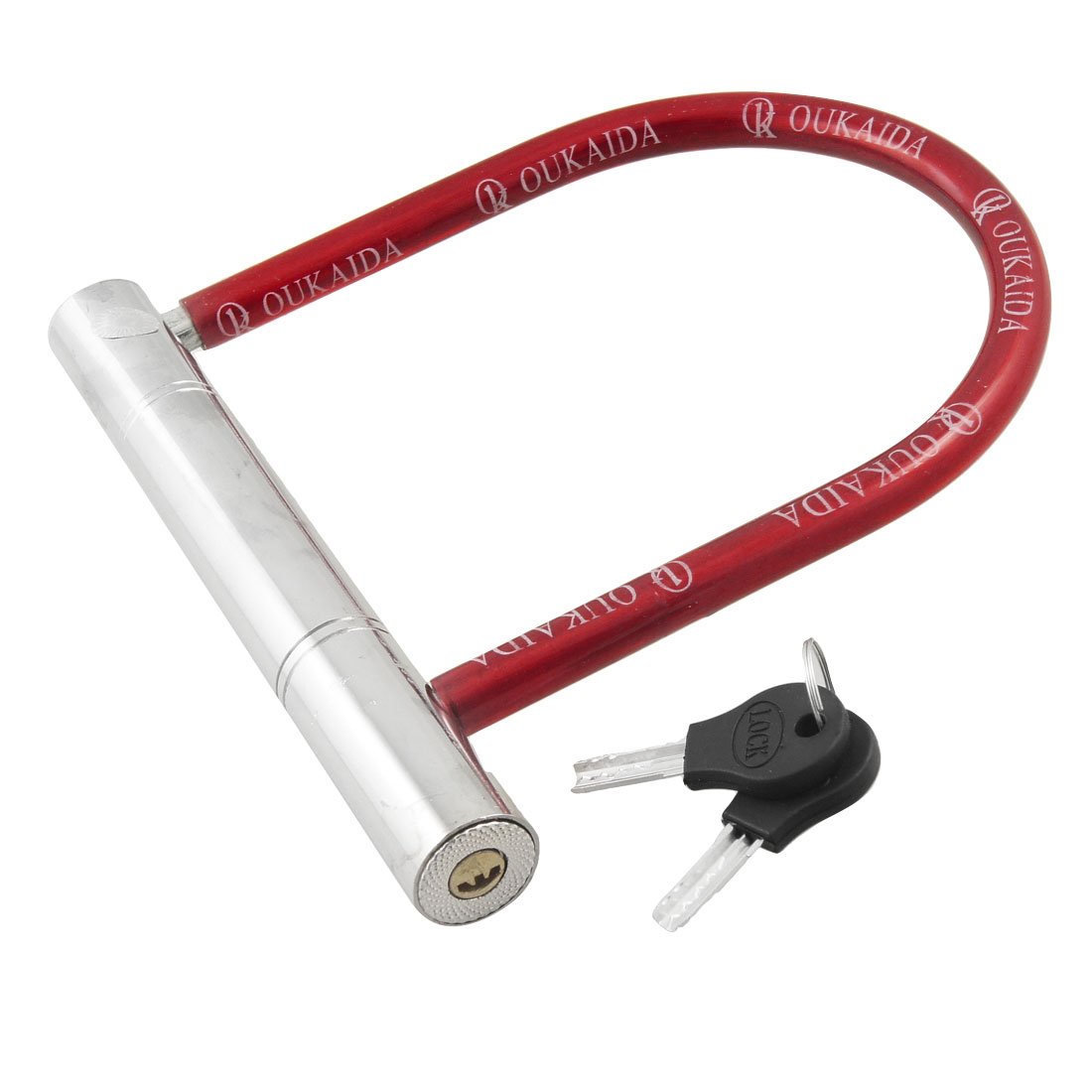 Aexit Bicycle Motorcycle Bike Locks Security U Lock Silver Tone Burgundy w U-Locks 2 Keys