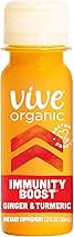 Vive Organic Immunity Boost Original (2 oz) Immunity Wellness Shot with Cold-Pressed Ginger, Turmeric, Echinacea & Black Pepper - USDA Organic & No Added Sugars or Artificial Ingredients, Yellow