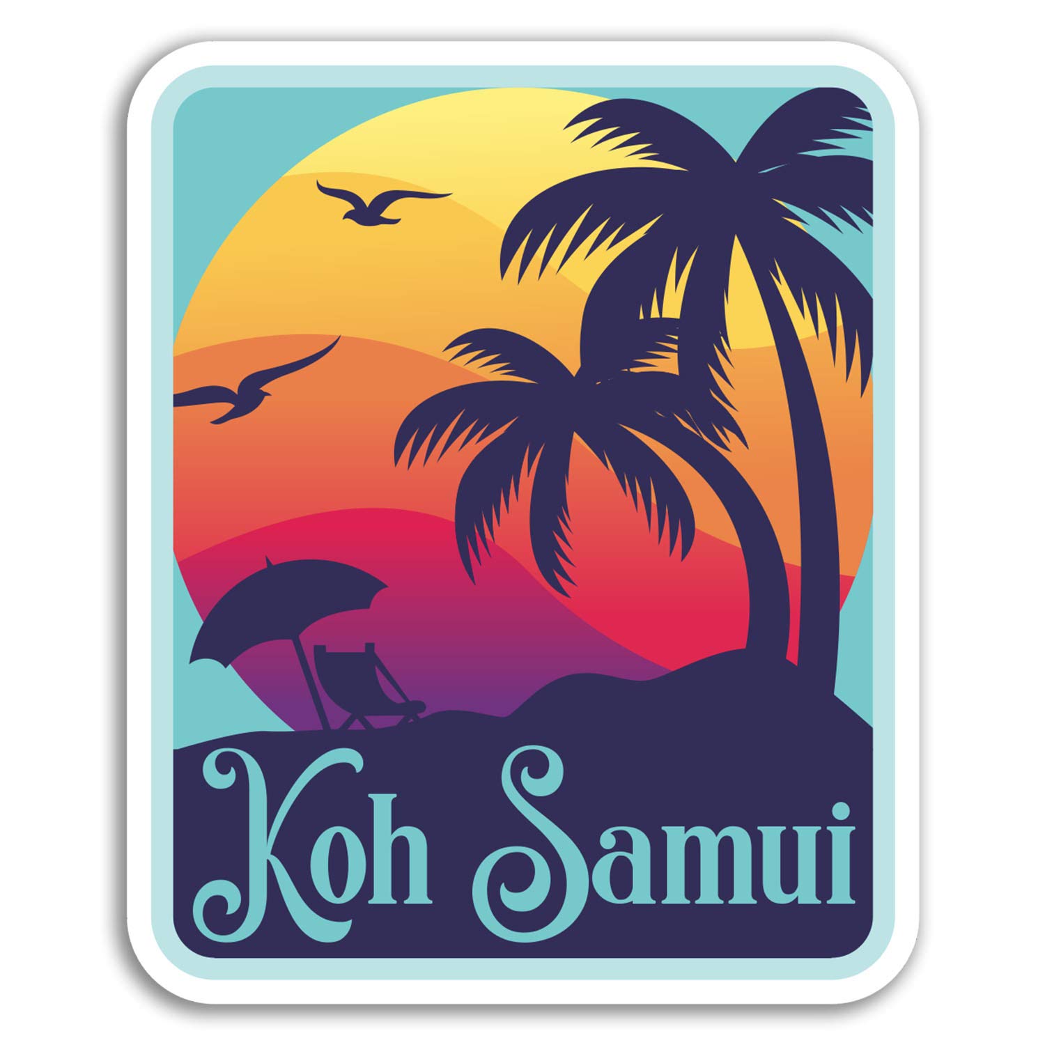 2 x 10cm KOH Samui Vinyl Stickers - Thailand Sticker Laptop Luggage #18356 (10cm Tall)
