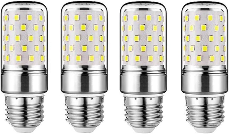 E27 LED Corn Bulbs 12W LED Candelabra Light Bulbs 100W Equivalent 12W LED Candle Bulbs,Daylight White 6000K,E26/E27 Base,Non-Dimmable, Pack of 4