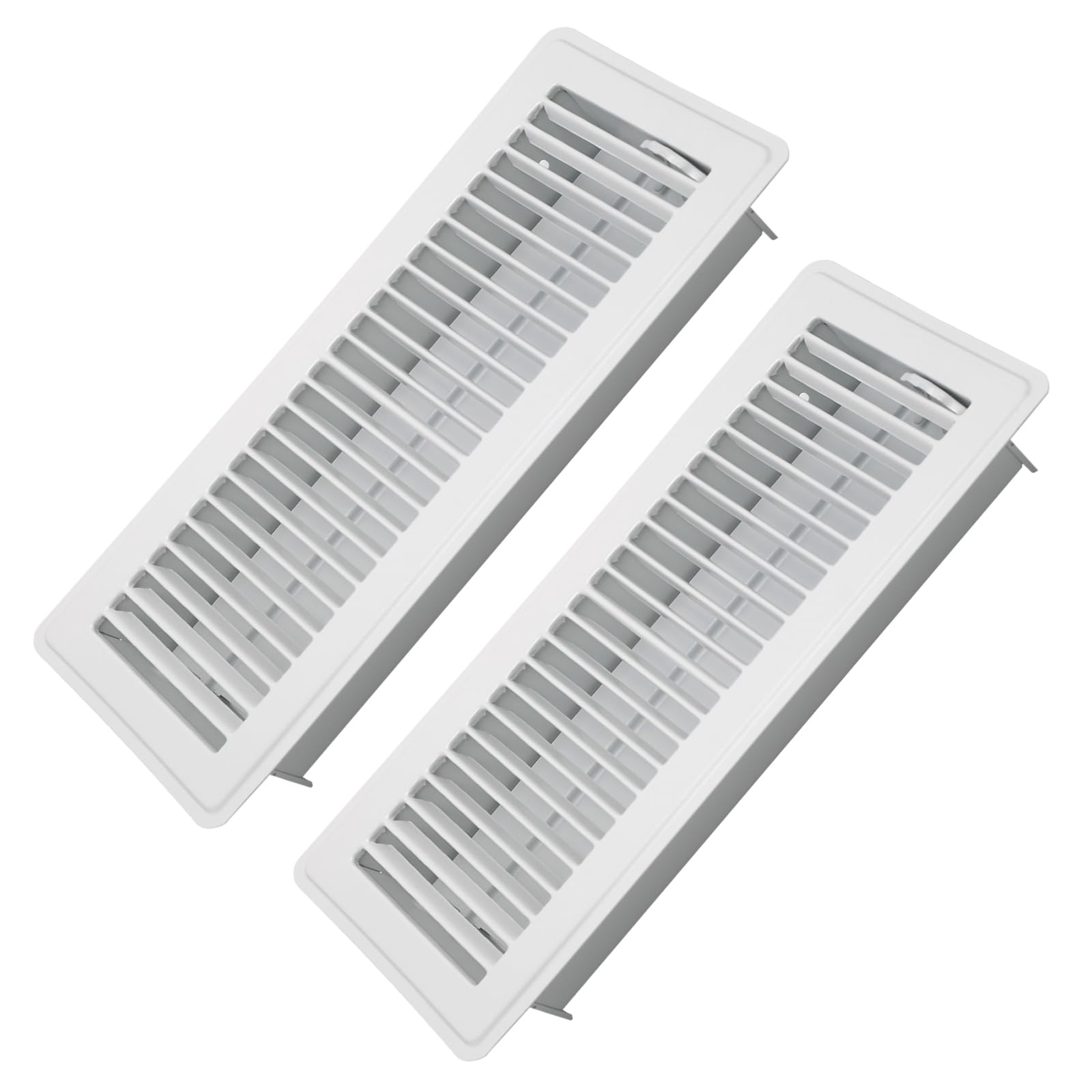 Howeall 4" x 12" Floor Register 2 Pack - Heavy Duty Steel Walkable Floor Vents - Easy Adjust Air Supply Lever - Vent Covers for Home (White)