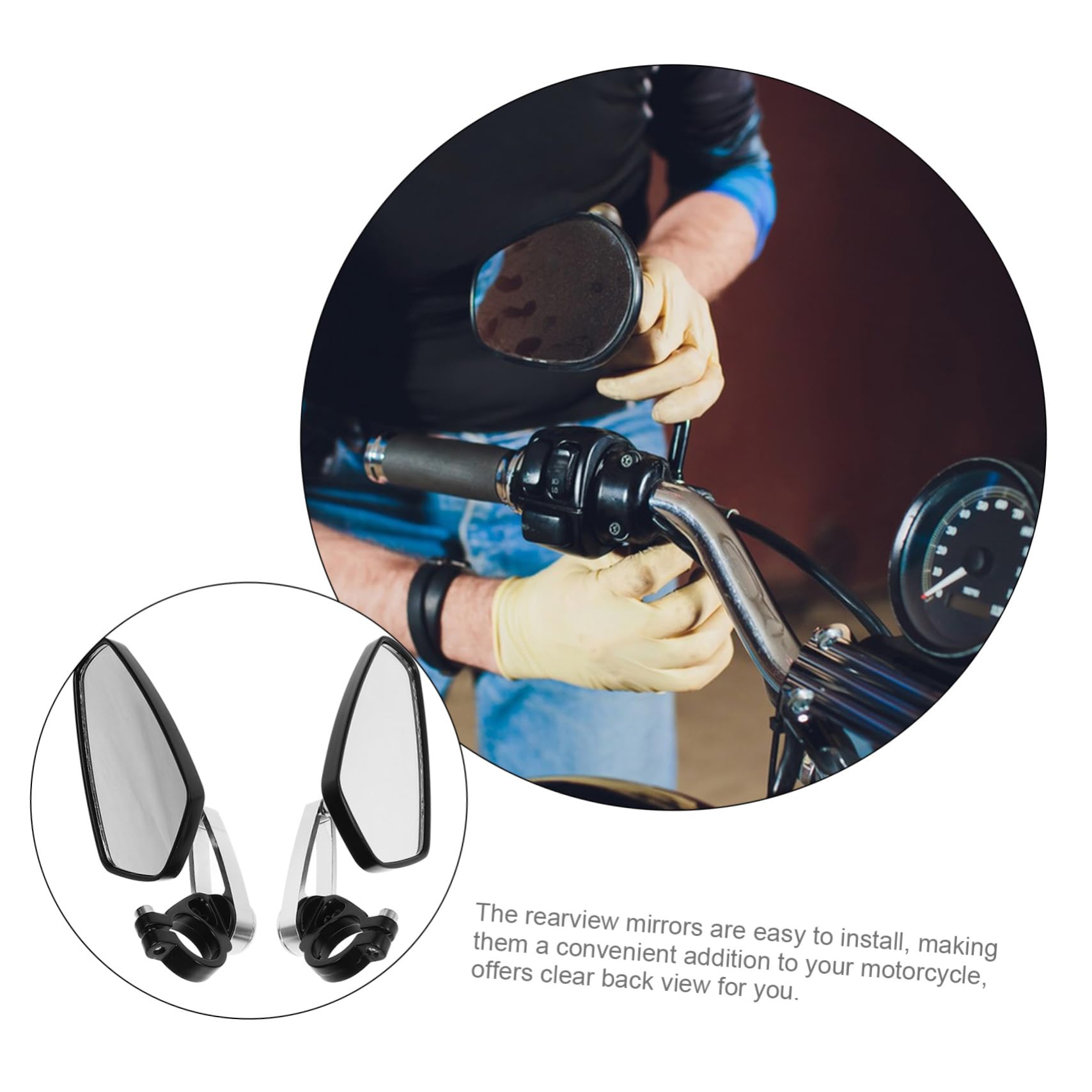 Rétroviseur Moto pour Guidon Quad et Bateau Rétroviseur Classique avec Surface Réfléchissante Haute Définition
