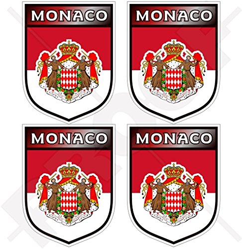 MONACO Principauté Écusson, 50mm Vinyle Autocollants x4 Stickers Cover