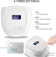 Vista 4 de Lámpara de uñas LED UV, 60 W profesional recargable UV LED secador de uñas para secado de esmalte de uñas de gel, lámpara de secado rápido, 4 Blanco