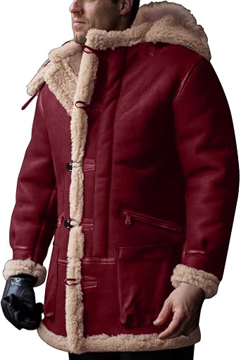 RTRDE Mens Coats Trench Coat Sherpa Fleece Lined Pea Coat Winter Warm Long Jacket Coats, M-3XL