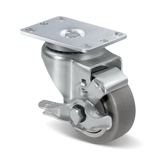 Miniatura 42 de Ruedas giratorias de 3.5 pulgadas, ruedas giratorias resistentes con freno, capacidad de carga de 1000 libras en total (2 frenos y 2 giratorios)