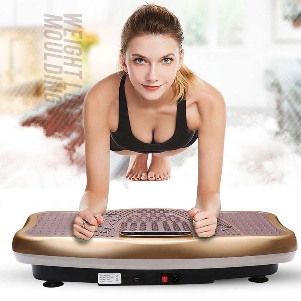 Piastra Vibrante Fitness con Telecomando, 120 velocità Regolare Macchina Dimagrante a Basso Rumore per Massaggiatore Vibrante Completo,Gold