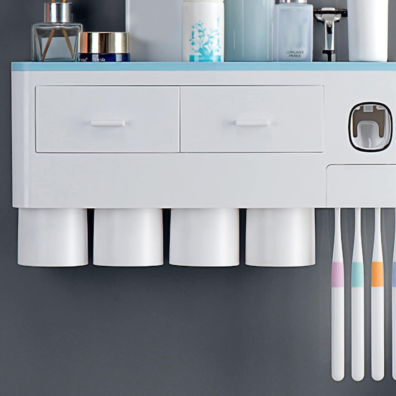 Soportes para cepillos de Dientes Dispensador de Pasta Dientes Montaje en Pared adsorción con Soporte for Cepillo invertido Organizador de Accesorios
