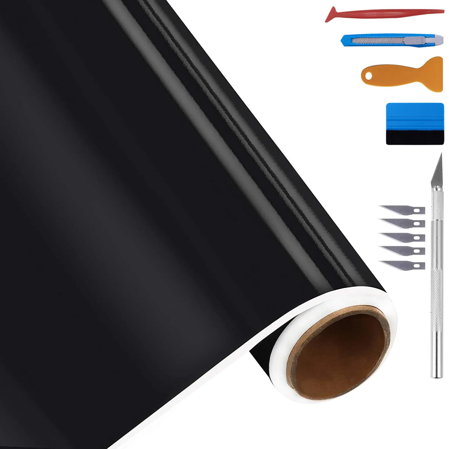 LZLRUN High Gloss Black Vinyl for Chrome Delete Window &amp; Door Trim 4x10ft