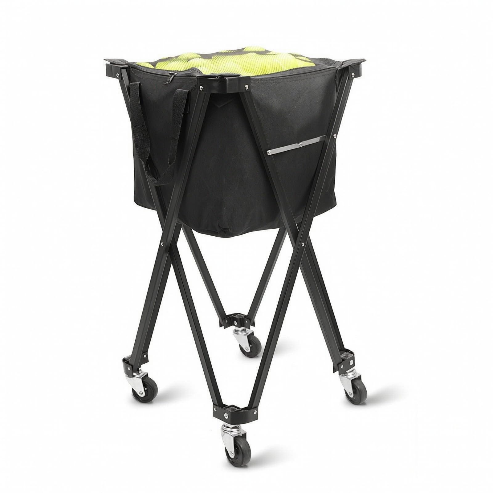 Carrello Porta Palline da Tennis Pieghevole Leggero Cestino Antistrappo Contenitore per Allenamenti, Tennis Cart Black