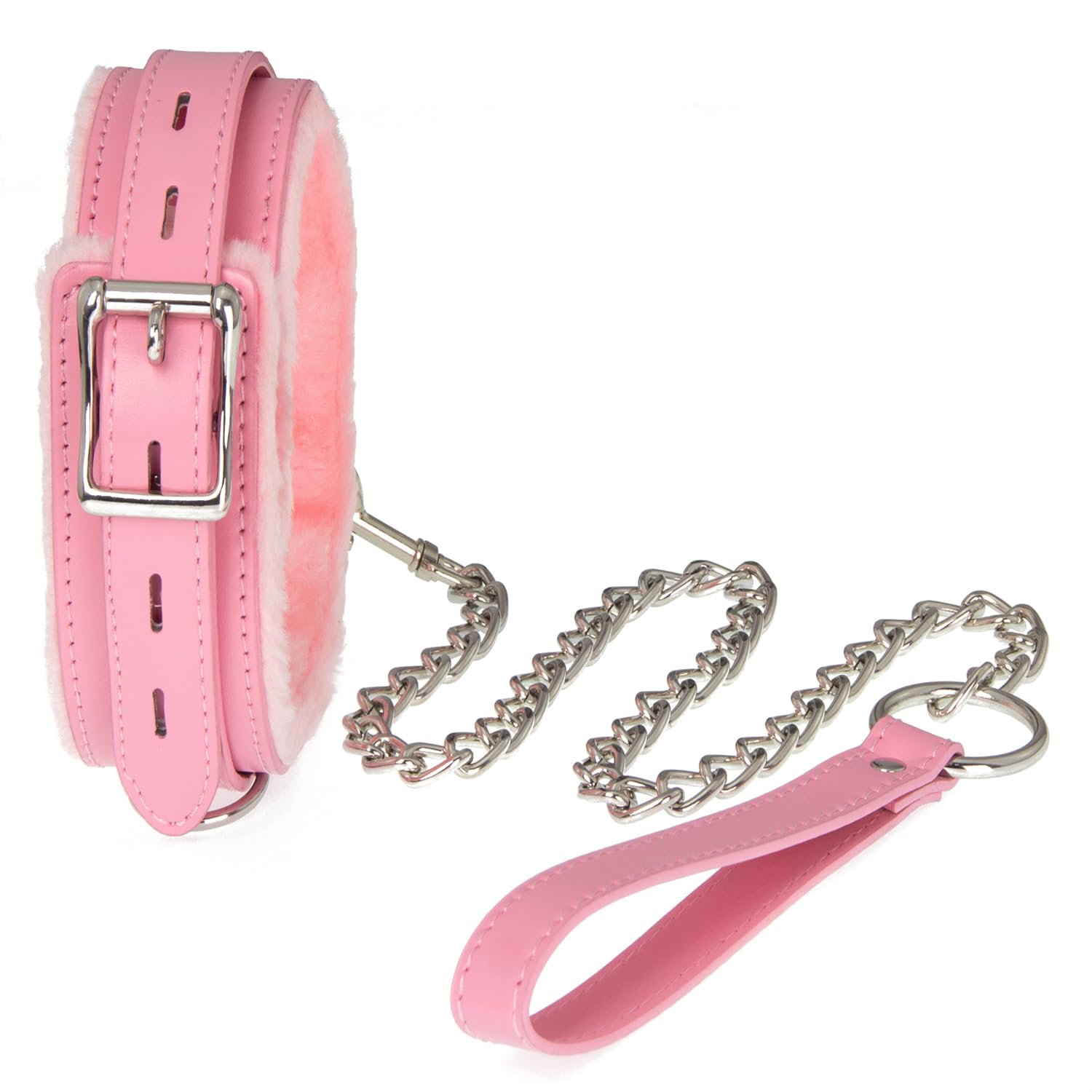 Women's Leather Collar Adjustable Size Choker, A variety of colours suitable for a variety of Senarios Applicable, Pink, Large