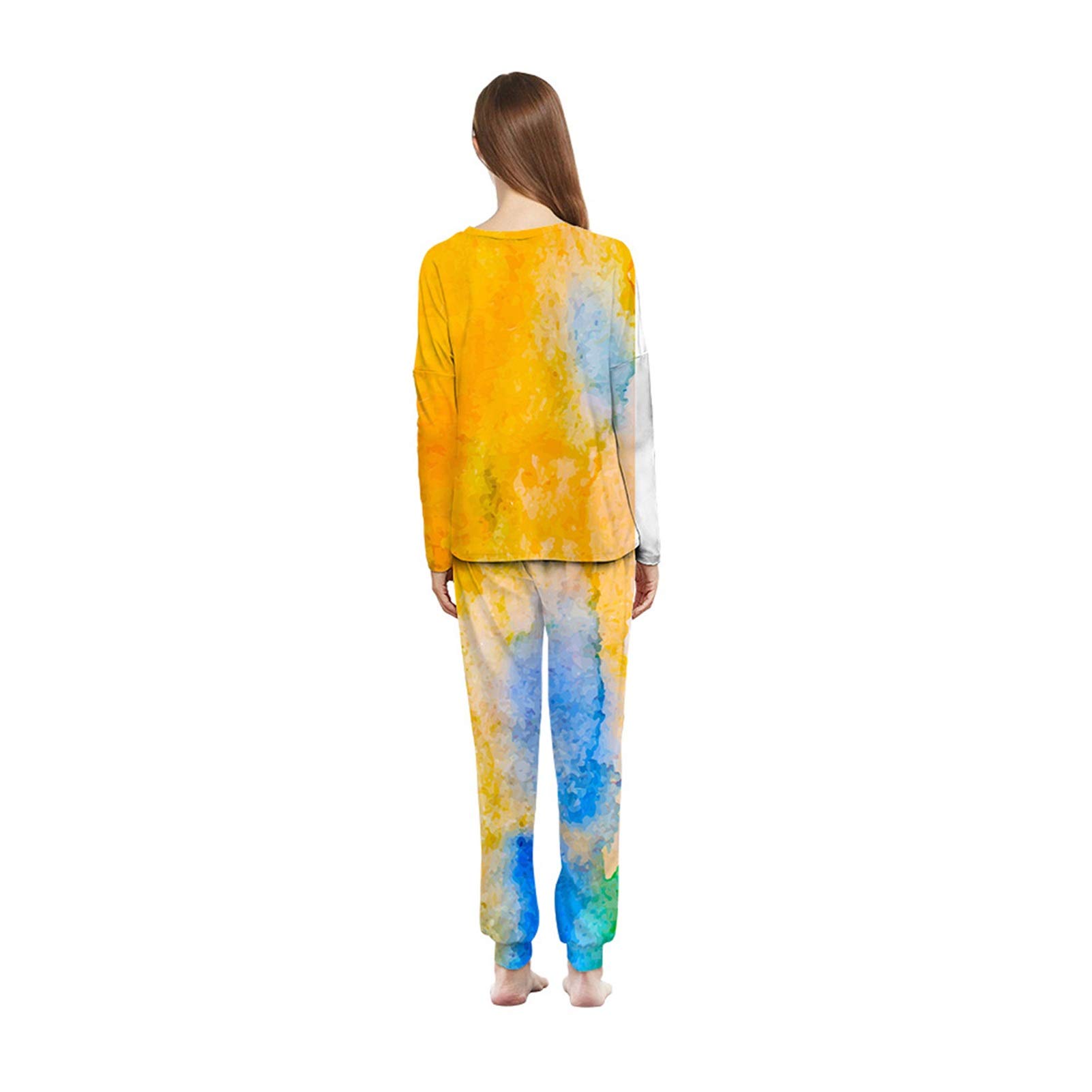 Damski modny zestaw odzieży sportowej, 2 sztuki Tie-Dye Lounge, komplet długich rękawów, bluza ze sznurkiem, spodnie do biegania z kieszeniami, strój sportowy, do jogi, na siłownię