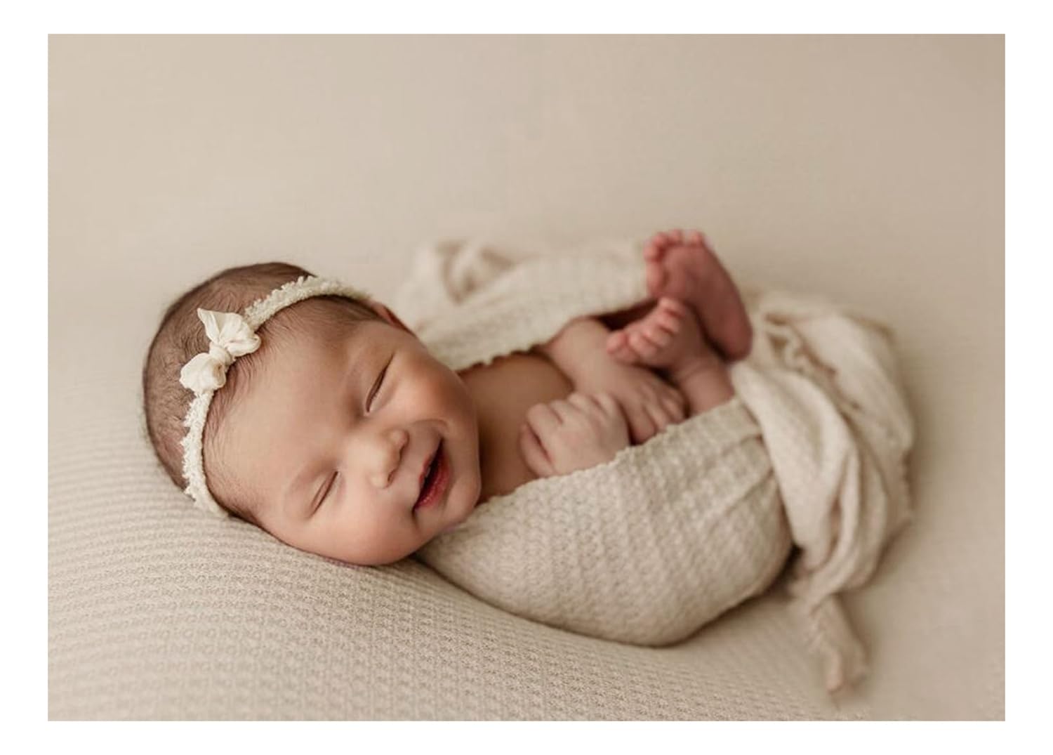 Ederafoto Newborn Photography Props Wraps Backdrop Set Baby Photoshoot Infant Photo Posing Texture Knit Fringed Waffle Sweater (Beige-Backdrop with