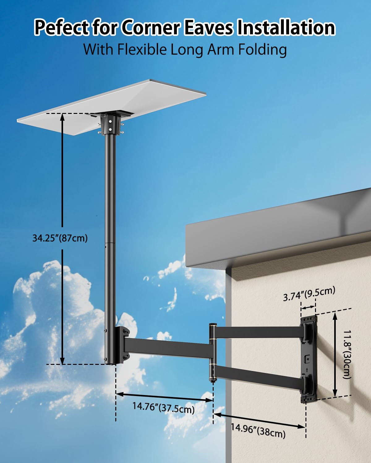 Starlink Gen 3 Mount, regulowany 360° długi uchwyt ścienny V3, wytrzymały uchwyt ścienny Starlink Starlink, zestaw montażowy do słupka Starlink Gen3 z adapterem rurowym Gen 3 do zestawu