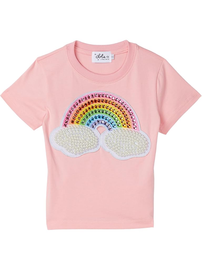 Pink Lola and The Boys Pink Rainbow Pearl Patch T-Shirt (Toddler/Little Kid/Big Kid)