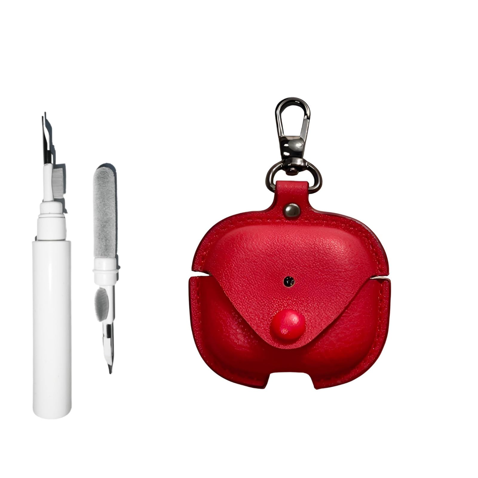 [3 in 1] TSVSXS Leather Case Compatible with AirPods 4 with Keychain, Soft PU Shockproof Protective Cover with Cleaning Pen Compatible with AirPods 4