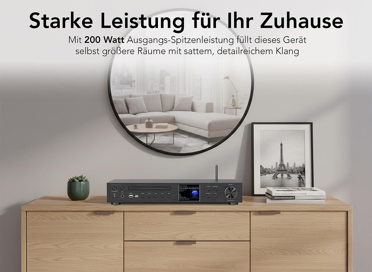 VR-Radio Radio Receiver: WLAN-Internetradio-Receiver, DAB+/UKW, CD, Bluetooth, 200 W, schwarz (DAB Tuner, Stereo DAB+ Internetradio)
