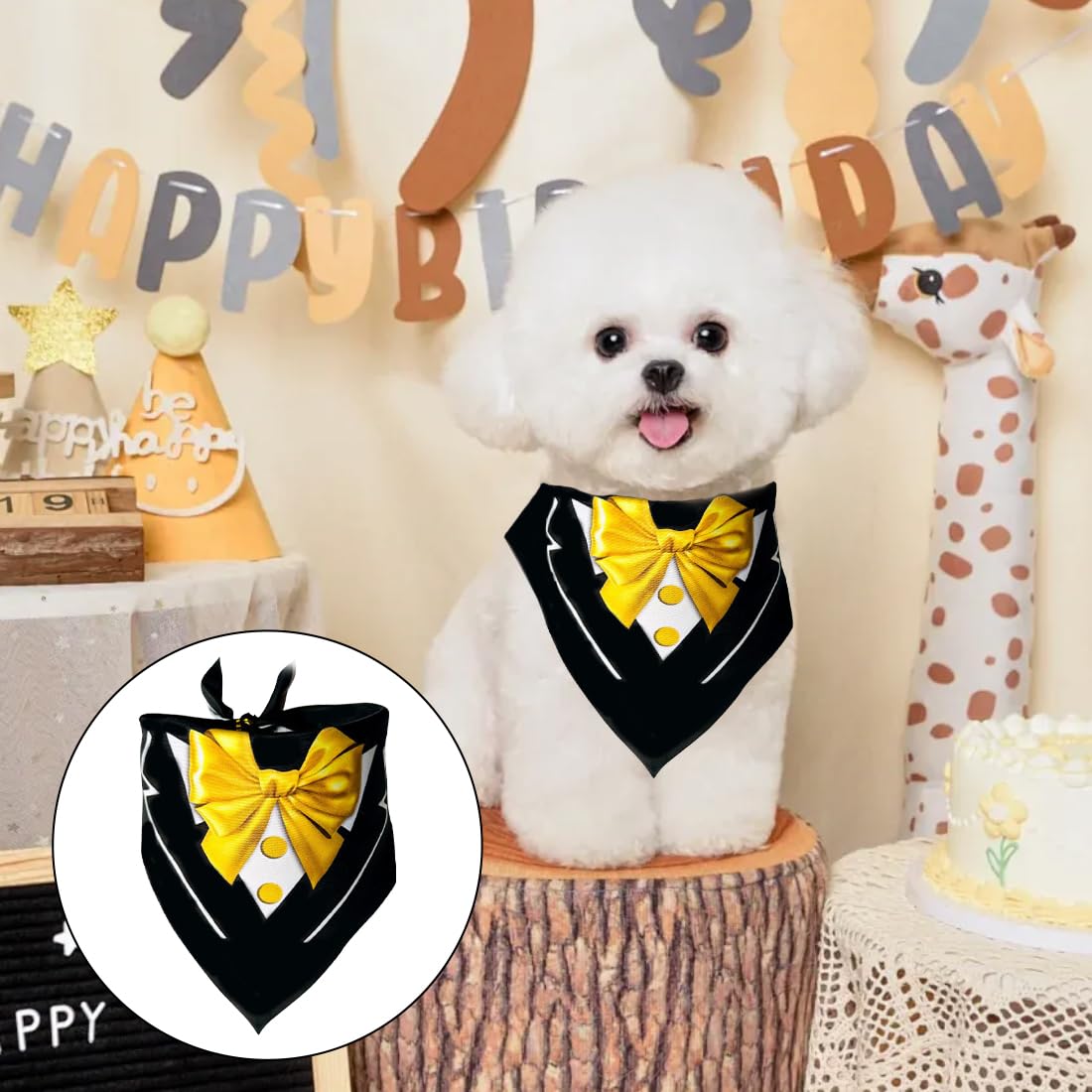 QGK 2 pezzi Collare a Bandana, da Smoking per Cani, Regolabile, Canottiera e Papillon, Formale Matrimonio Partito Papillon per i Cani, Cravatta Regolabile Pet Suit Bow Tie Bandana
