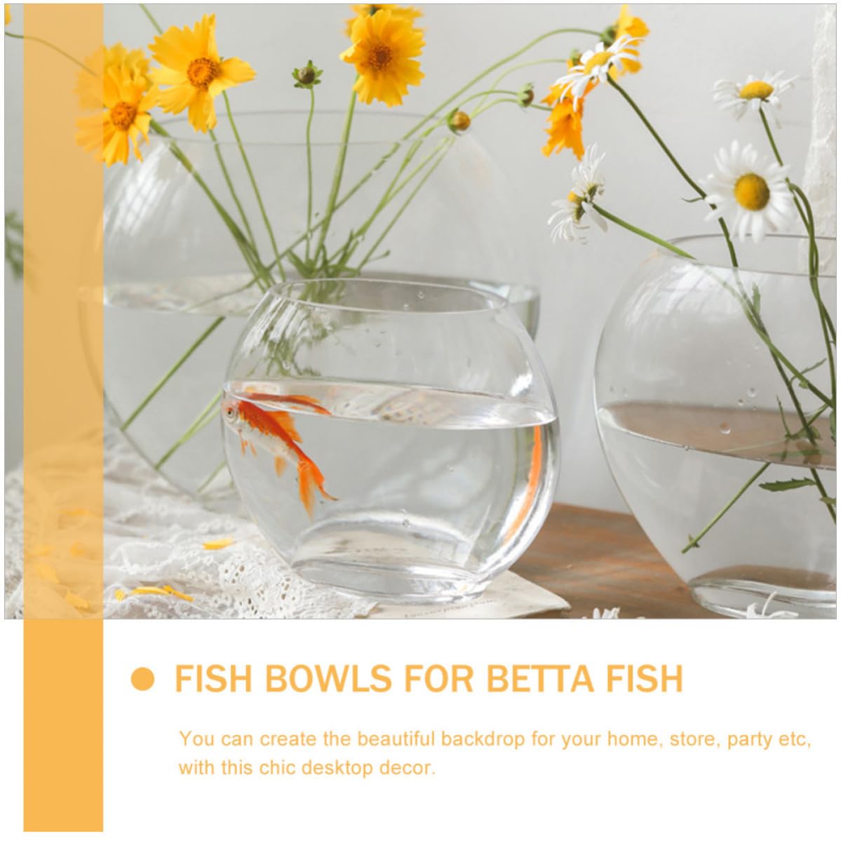 Aquarium en Verre Transparent pour Betta et Poissons, Réservoir Élégant en Verre Finement Travaillé, Accessoire Chic pour Décoration de Bureau ou Boutique