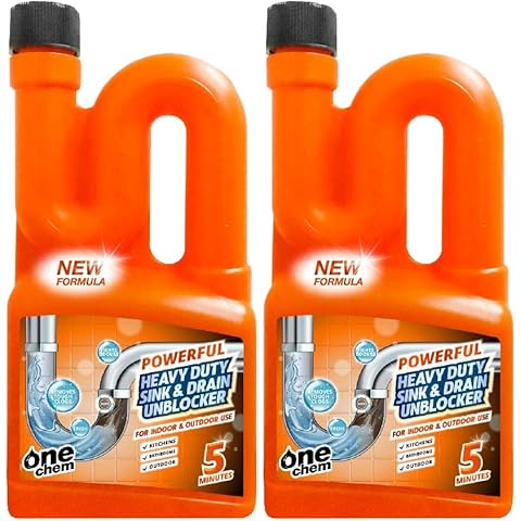 One Chem Heavy Duty Sink and Drain Unblocker 2 x 750ml - Powerful formula for indoor and outdoor use Cover