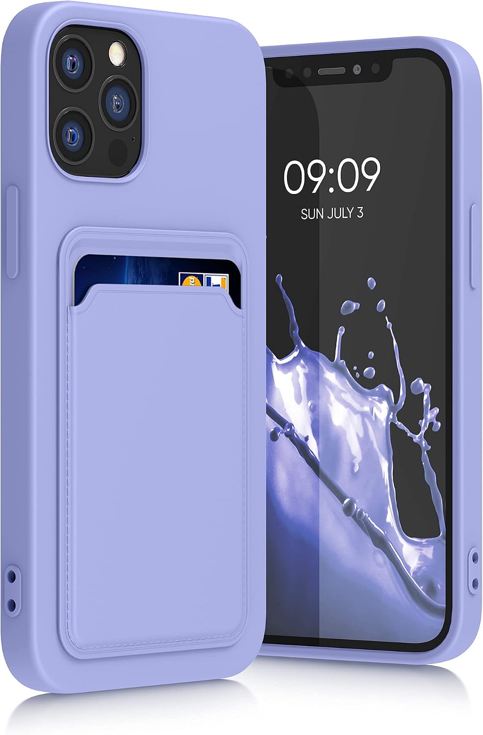 kwmobile Case Compatible with Apple iPhone 12 / iPhone 12 Pro Case - TPU Phone Cover with Credit Card Holder - Lavender