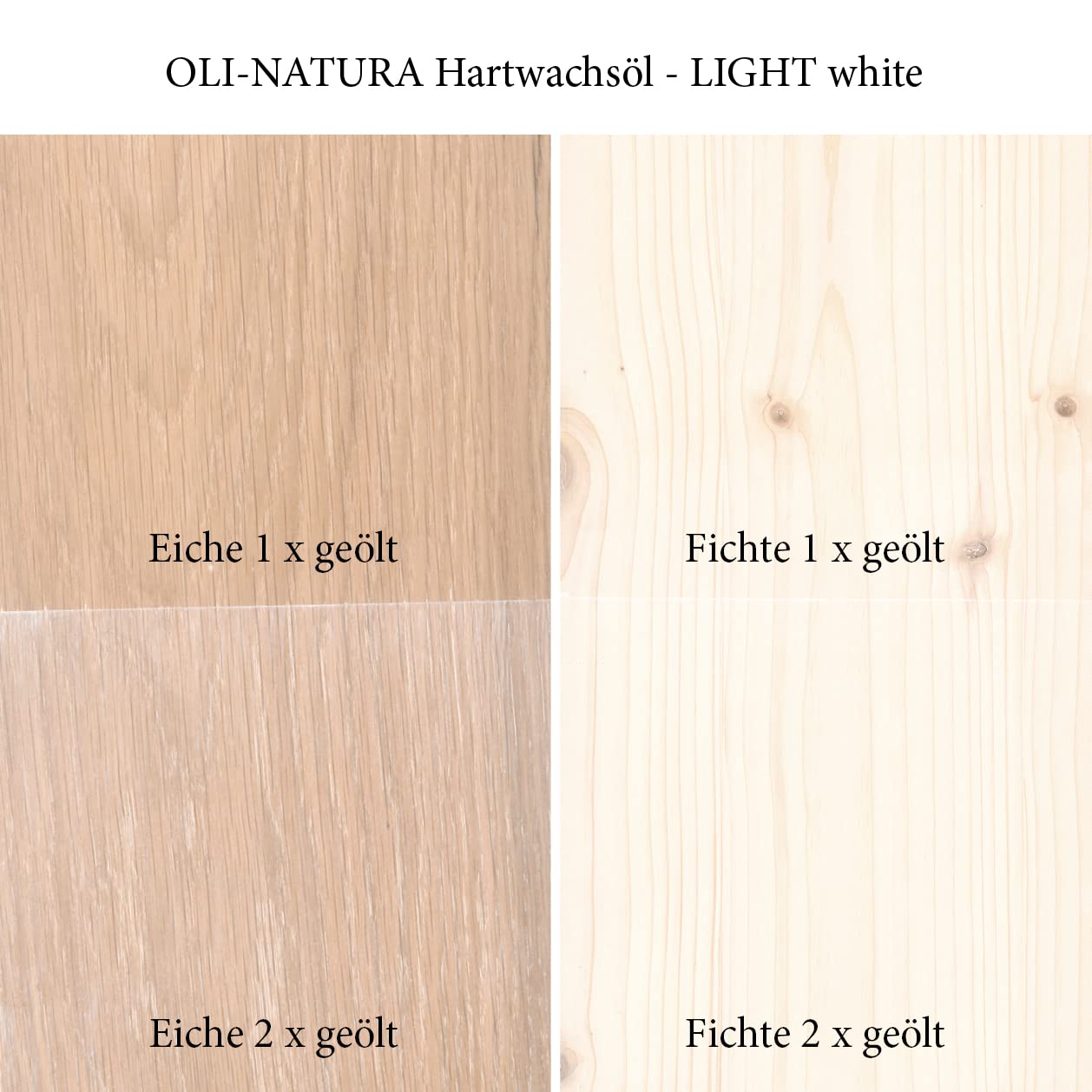 OLI-NATURA Colour Hartwachsöl - 1L, Light White - farbiges Holzöl für Möbel, Treppen, Tische, Türen & mehr - Einfache Anwendung ohne Grundierung