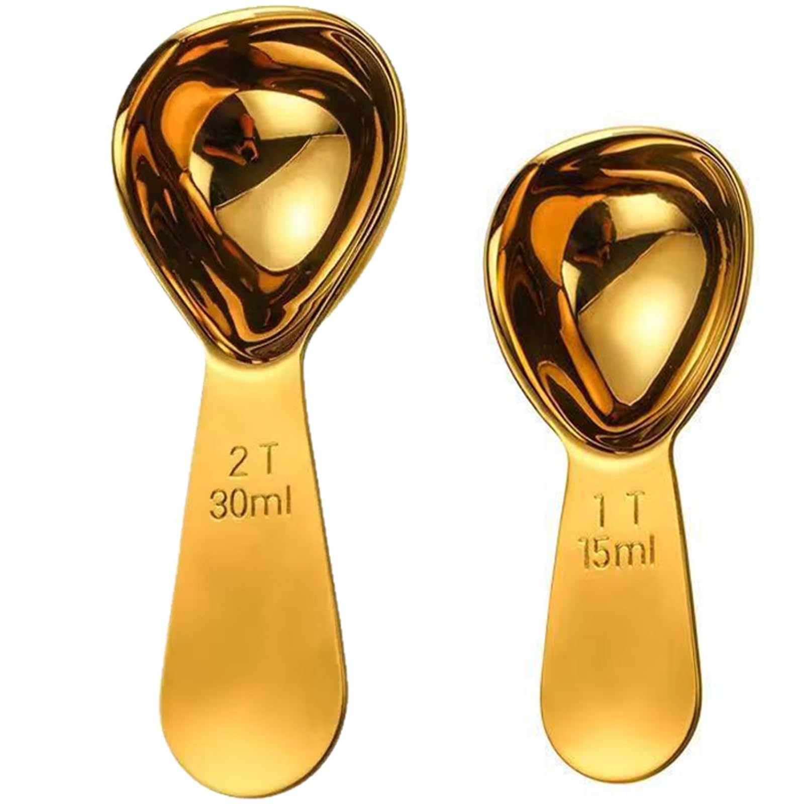 2-Piece Coffee Scoop Set with Short Handle Fits Storage Canisters, 1 Tbsp & 2 Tbsp Measuring Spoons Perfect for Ground Coffee, Bean, Powder, Espresso, Protein Powder, Scooping Grounds.