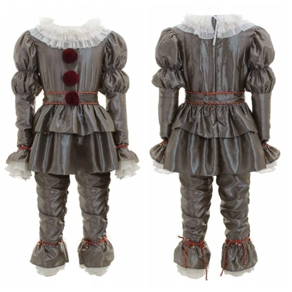EtokfoksKids Clown Halloween Cosplay Costume - Deluxe Halloween Scary Clown Costume Scary Makeup Cosplay Costume Silver