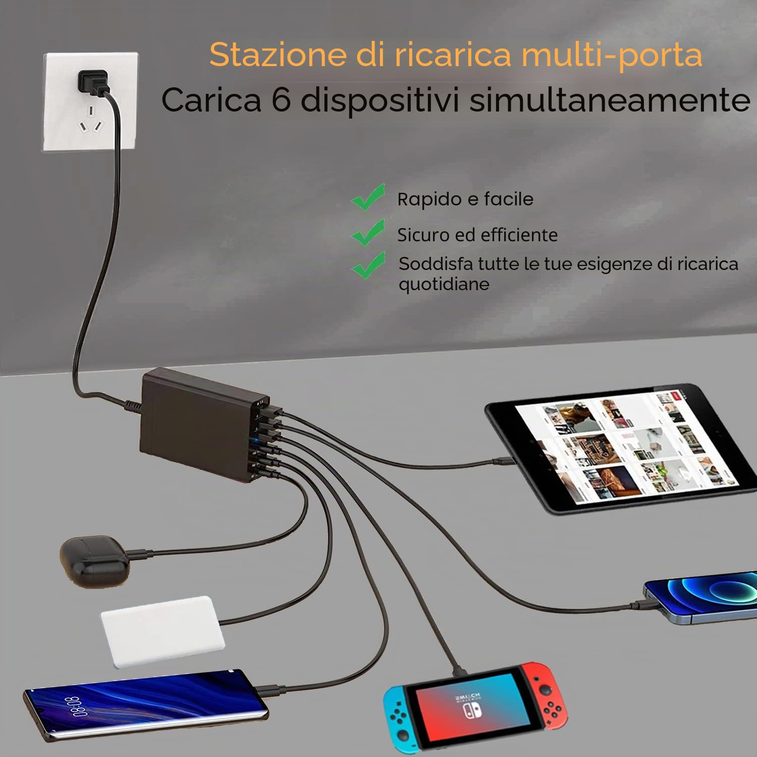 nongxiang Caricatore USB C · GaN 6 porte — immagine 4 di 9
