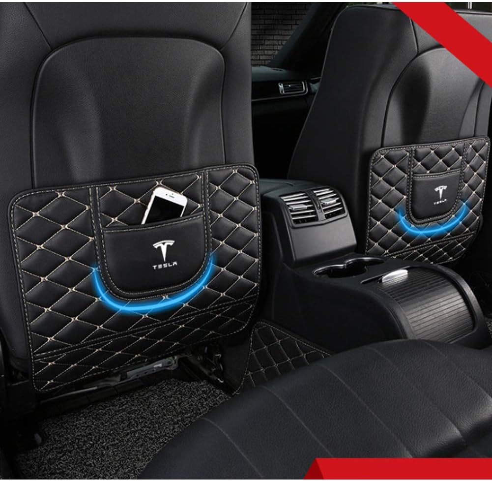 OYADM Seat Protector Mat Backseat Child Kick Guard Premium Leather Black Fit Tesla Model 3