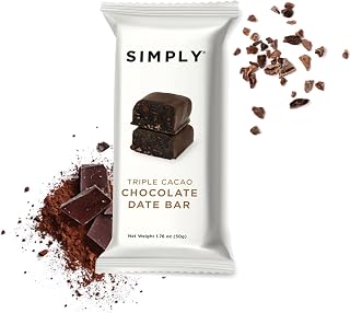 SIMPLY GUM Chocolate Date Bars | Triple Cacao | Fair Trade Chocolate | Vegan + Kosher + Non-GMO (Pack of 6 Bars)