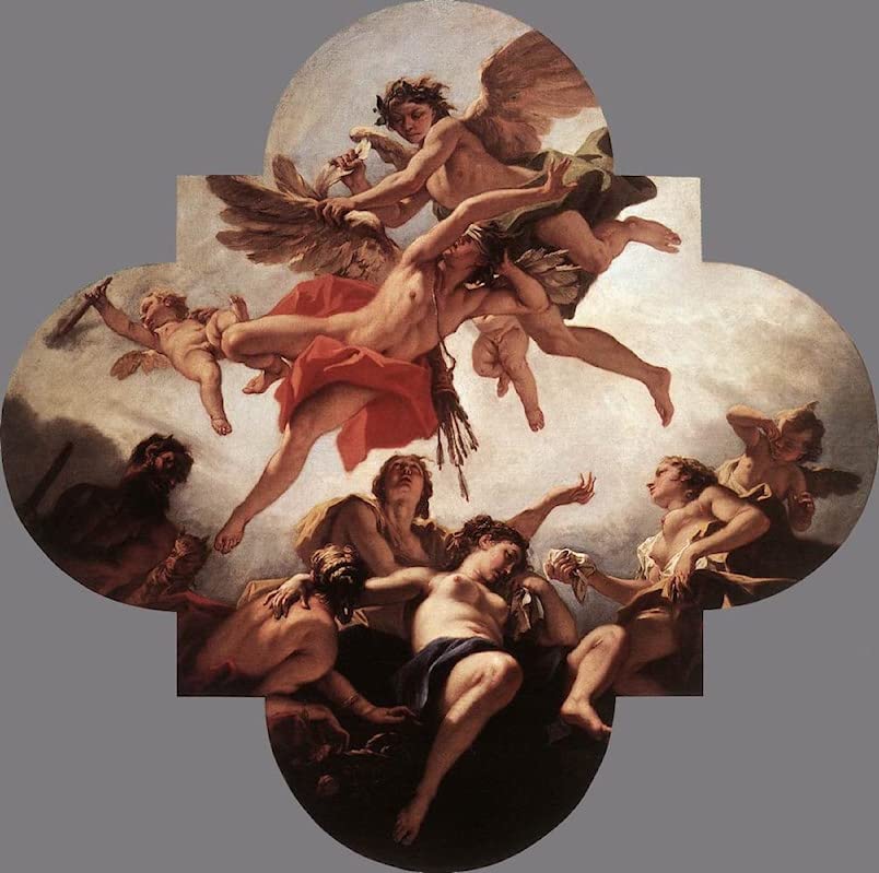 Peinture Murale Cupidon Sebastiano Ricci en toile haut de gamme 60x90