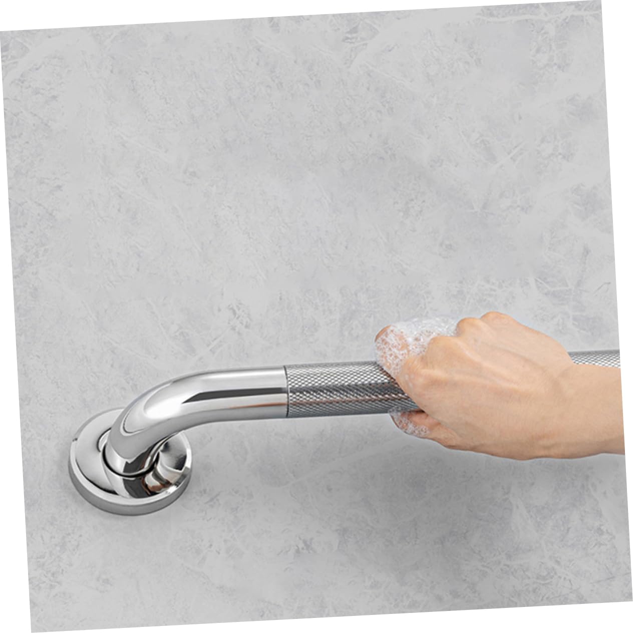 Barra Apoyo de Inoxidable Antideslizante de Acero Plata para Baño