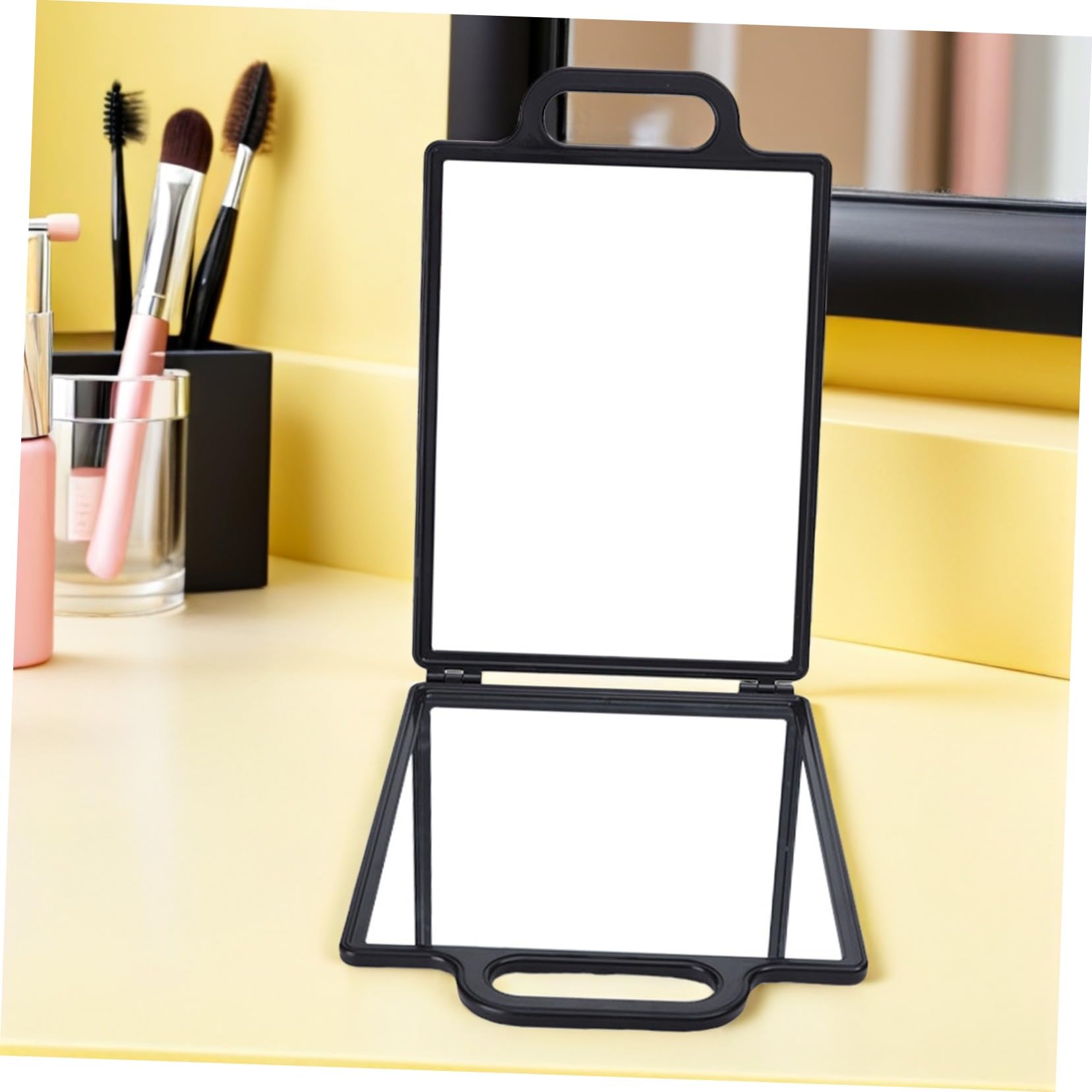 Alipis Doppelseitiger Faltbarer Friseursalon Rückansicht Spiegel Unzerbrechlich Handlich für Professionelle Haarschnitte für Selbstschneiden und Salon Styling Tragbares Friseur Zubehör