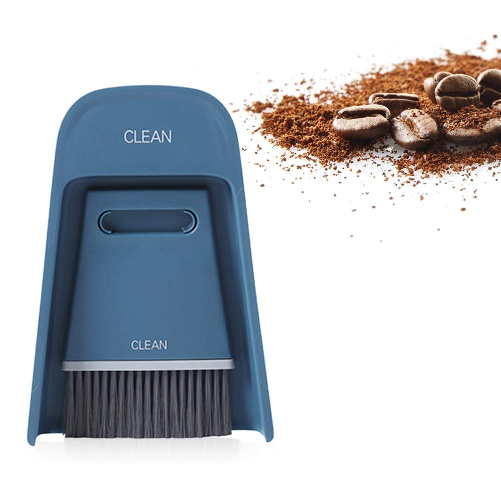 Broom and Dustpan Set, Small Dustpan and Brush Set Desktop Cleaning Brush Household Broom Desktop Trash Can for Home School Office Cleaning (Navy Blue)