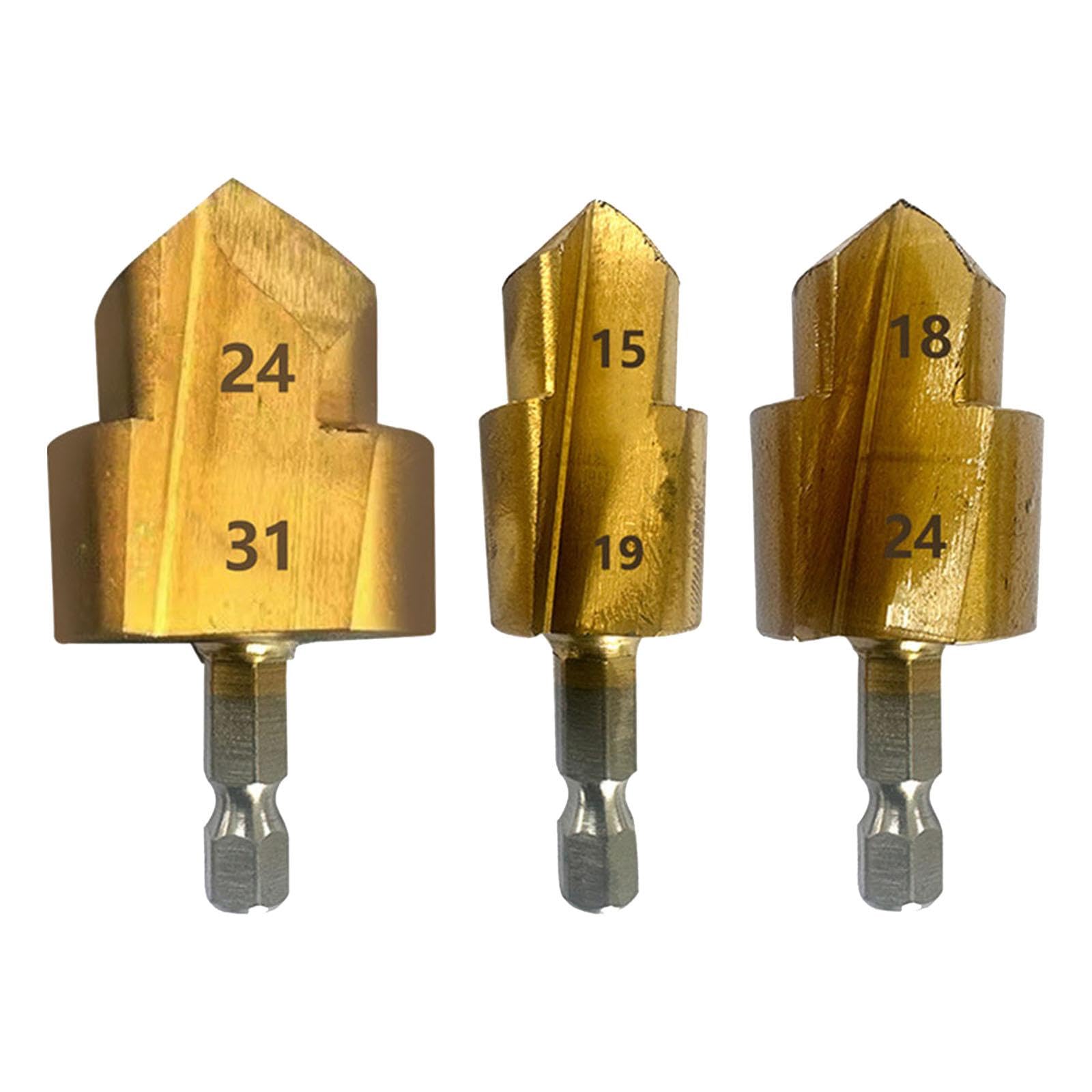 MYCENSE 3Pcs Ppr Lifting Stepped Drill Replacement Practical Multipurpose Bearing Steel Professional 20/25/32mm Hexagon Shank